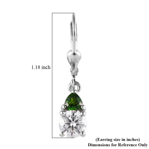RESERVED-EMERALD & 125 FACETS MOISSANITE EARRINGS - Picture 5 of 7